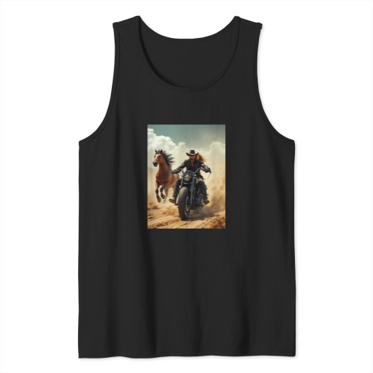 Discover Motorcycle Cowboy Spirit Riding Adventure Tank Tops