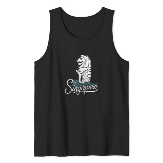 Discover Singapore-Iconic-Merlion-Lion-Asia-Travel-Souvenir-T-Shirt Tank Tops