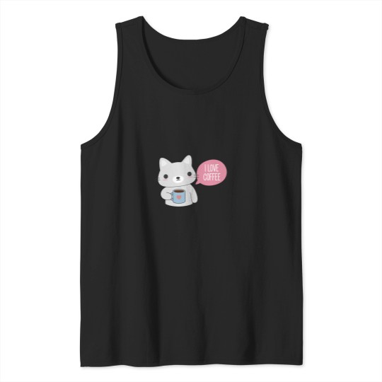 Discover Cute Coffee Cat Tank Tops