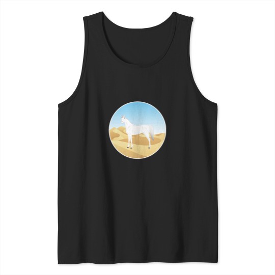 Discover Abbayan horse - white horse with landscape - oriental horse - Yemen horse breeds Tank Tops