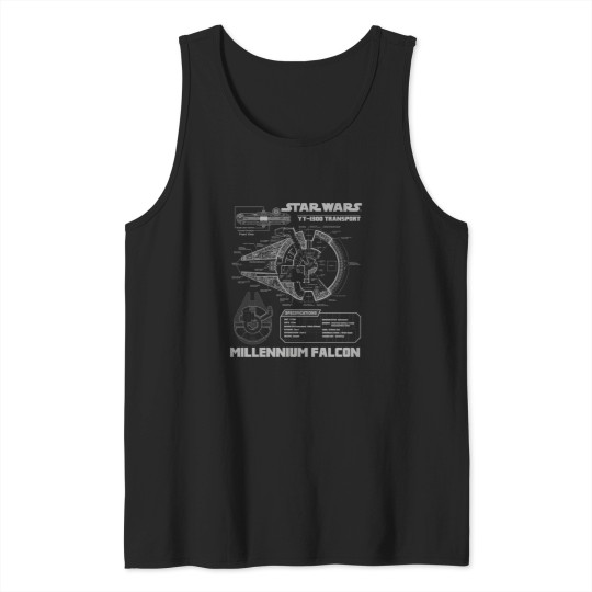 Discover Millennium Falcon Grey Schematics Tank Tops