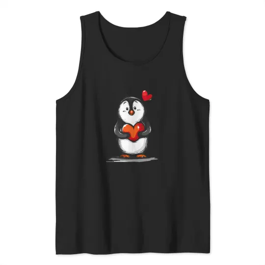 Discover Valentines Day Penguin Holding A Red Heart, Penguin Valentine Active T Tee Tank Tops