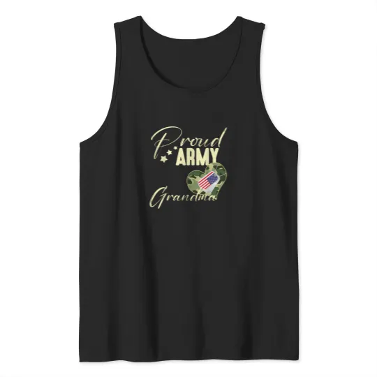 Discover Proud-Army-Grandma-Camouflage-Dog-Tag-Usa-American-Flag-T-Shirt Tank Tops