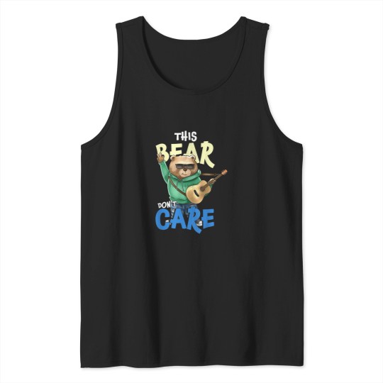 Discover this bear dont care funny guitar player Tank Tops