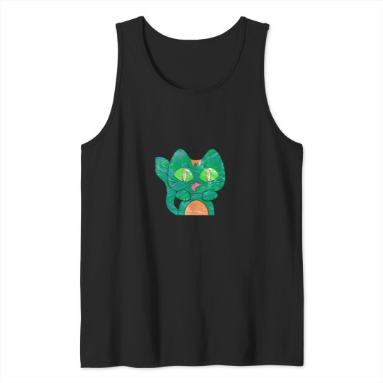 Discover Alien Cat - Greens Tank Tops