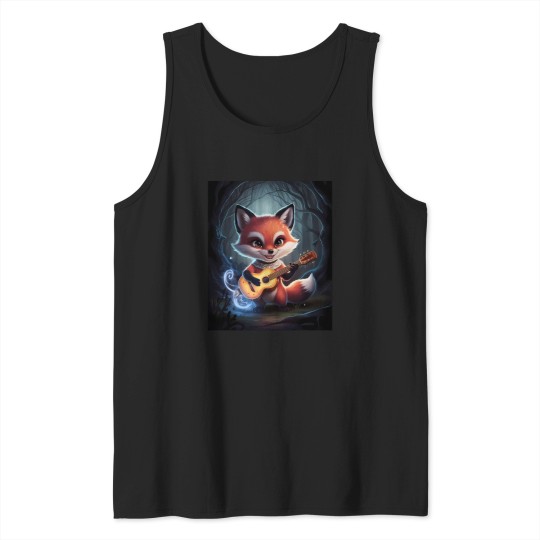 Discover Fox Portrait playing guitar musical character fantasy whimsical Tank Tops