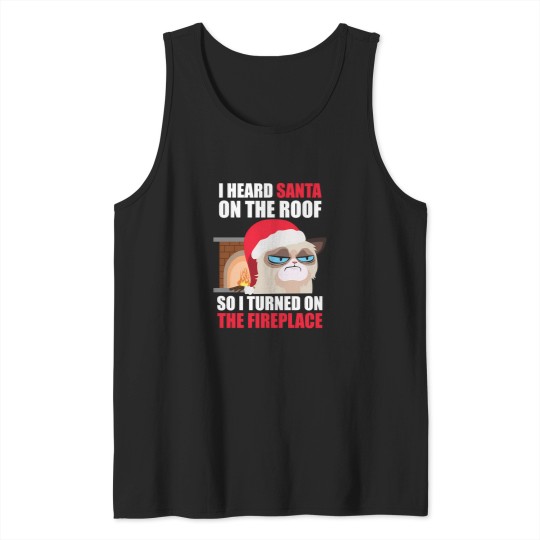 Discover Funny Christmas Cat Hates Santa Grumpy Annoyed Cats Tank Tops