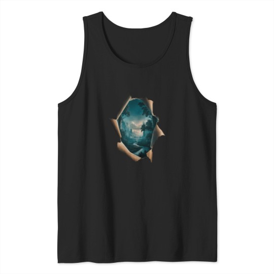 Discover Forest-Scene-That-Peeks-Through-Rip--Ped T-Shirt Tank Tops