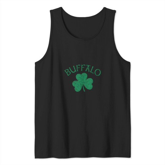 Discover Buffalo Ny Irish Shamrock Distressed Green Print Tank Tops