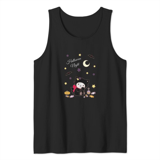 Discover Cute cat with Halloween night set 1 Tank Tops