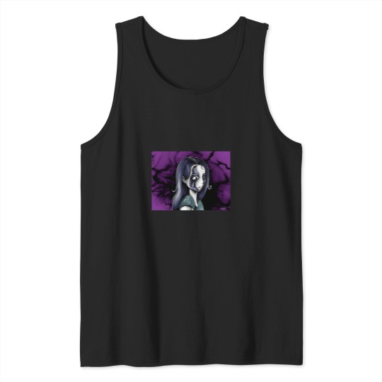 Discover 7509-Dark-And-Mystical-Illustration-Of-An-Anime-Style-Woman-Long-T-Sh Tank Tops