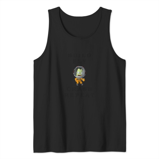 Discover Build-Fly-Crash-Repeat--Kerbal-Space-Program--Kerbals--Kids-Cartoon T-Shirt Tank Tops