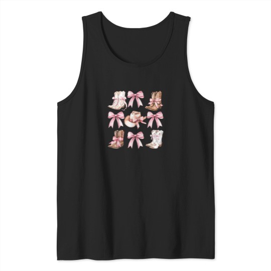 Discover Coquette-Cowgirl-Boots-With-Pink-Bows-Aesthetic-Y2K-Womens-T-Shirt Tank Tops