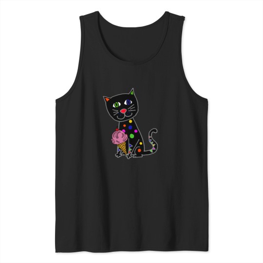 Discover Smilepetsa Black Cat Eating Ice Cream Cone Tank Tops