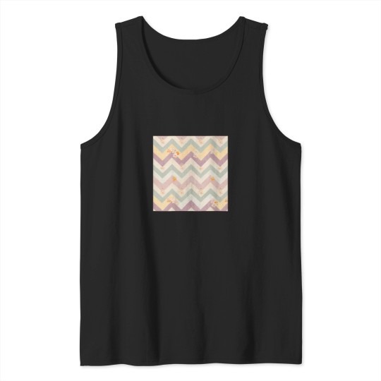 Discover Womens Delicate Floral Pattern with Zigzag Geome Tank Tops