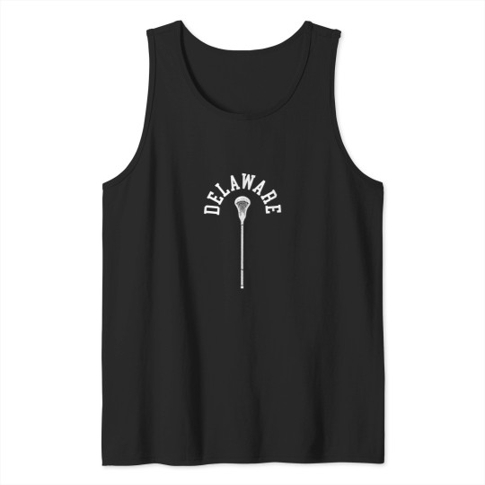 Discover Delaware Minimalist Vertical Lacrosse Stick Retr Tank Tops
