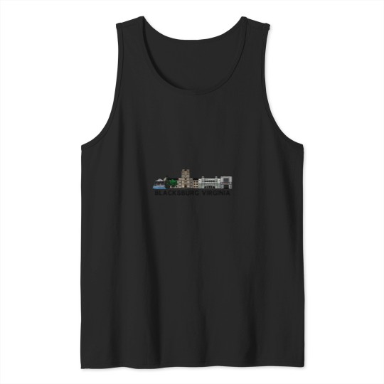 Discover Blacksburg Virginia Skyline Illustration Tank Tops