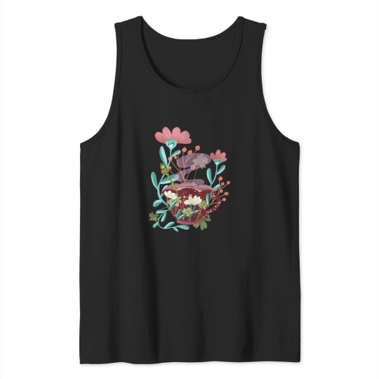Discover Chic floral teacup Tank Tops
