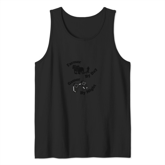 Discover Farmer By Day Gamer By Night - Black and White Tank Tops
