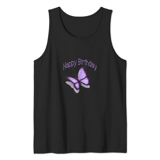 Discover Happy Birthday, Purple Butterfly Tank Tops