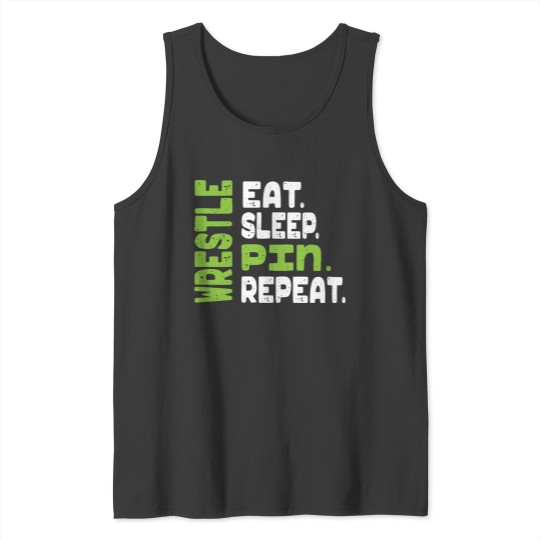 Discover Eat Sleep Wrestle Repeat Wrestling Warm Up Tank Tops