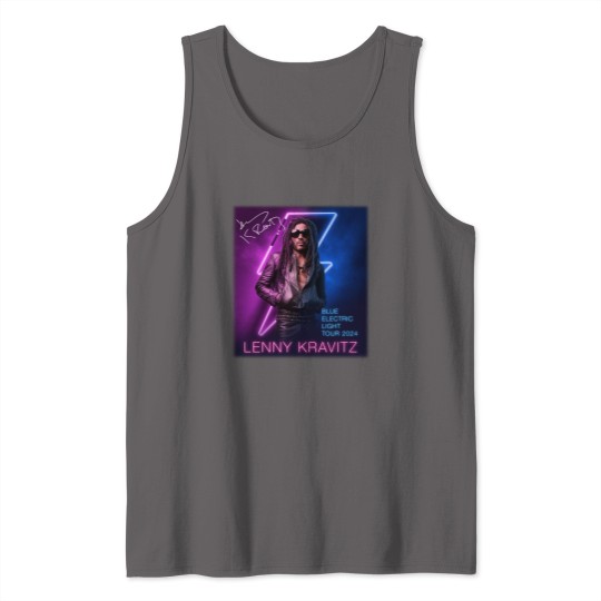 Discover Lenny Kravitz Electric Blue Light Tour 2024 Signature Unisex Tank Tops All Size