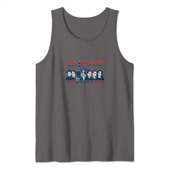 Discover Girls Will be Girls Comfort Colors Tank Tops, Patriotic Feminist 4th of July Tank Tops