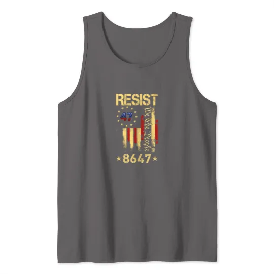 Discover Anti Trump 8647 86 47 US Flag We The People Impeach 47 Unisex Tank Tops