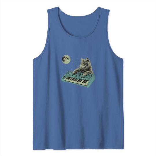 Discover Synthesizer Cat In Space Tank Tops