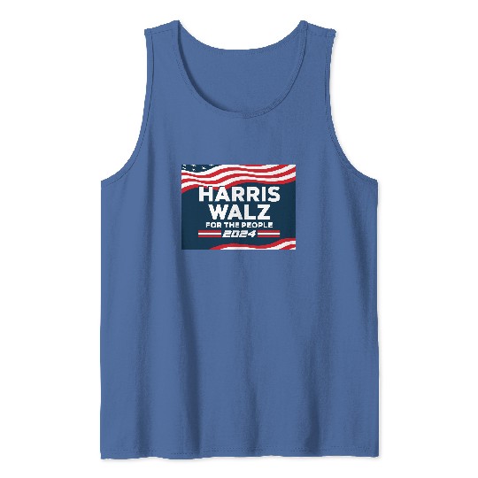 Discover Kamala Harris Tim Walz President VP 2024 US Election Flag, Vote Blue Flag Stickers Tank Tops