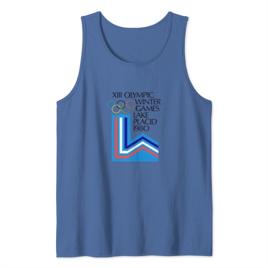 Discover Lake Placid 1980 Winter Olympics Men's Grey Tank Tops Size S-5XL