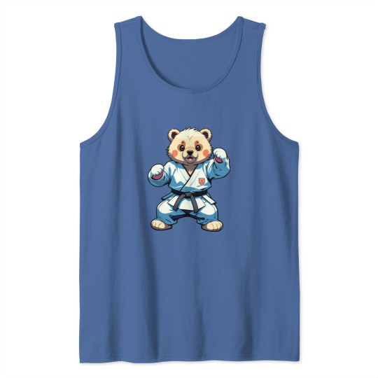 Discover AI Generated Karate Bear Cartoon Illustration Tank Tops