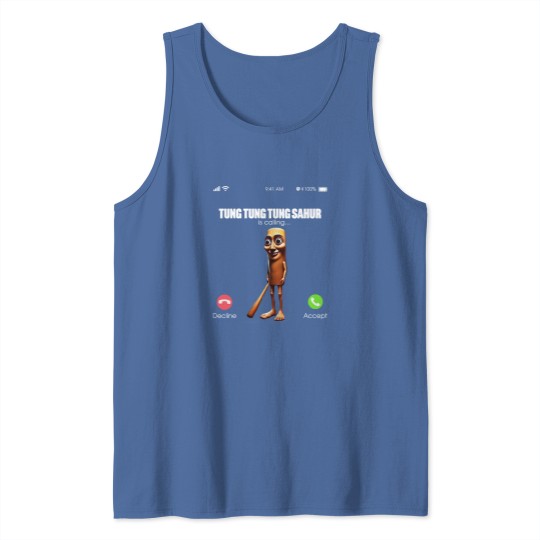 Discover Tung Tung Tung Sahur - Italian Brainrot Meme Calling Adults Kids Tank Tops