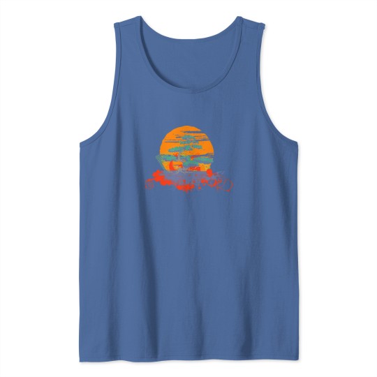Discover Japan T- Tank Tops Cute Bonsai Tree Plant and Sunset Tank Tops Nature Tank Tops T- Tank Tops