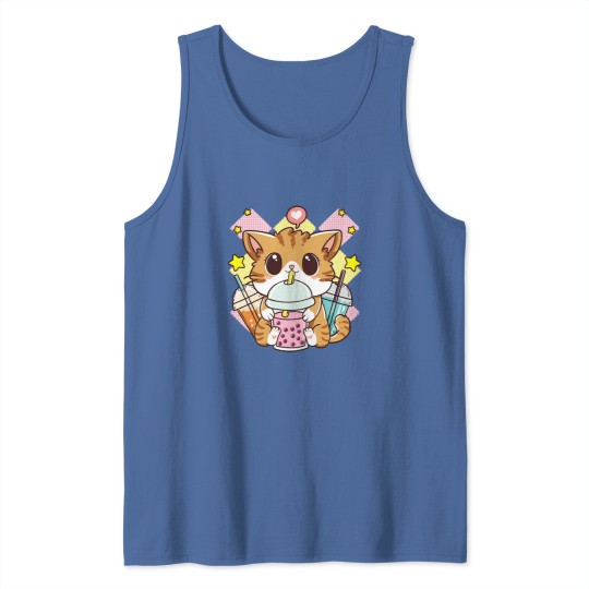 Discover Kawaii-Neko-Anime-Cute-Cat-Boba-Tea-Bubble-Tea-2 Tank Tops