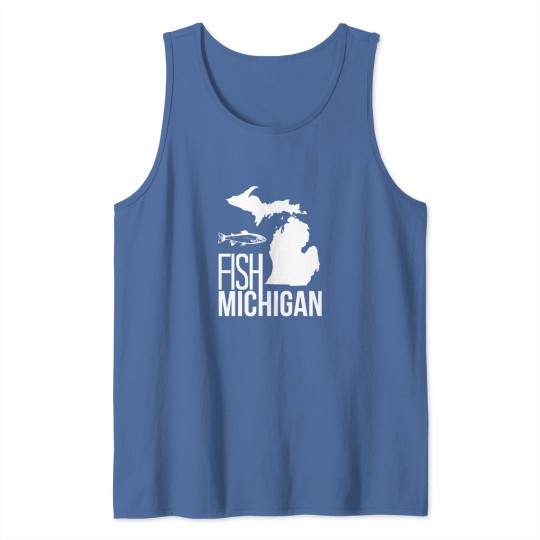 Discover Fish Michigan Fishing graphic Fishing Apparel Tank Tops