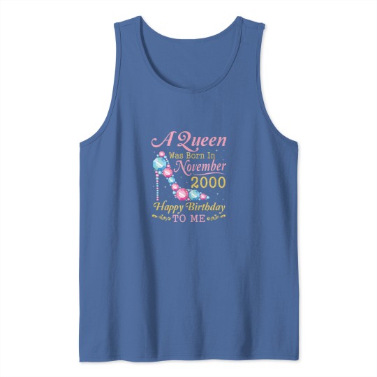 Discover A Queen Was Born In November 2000 Happy Birthday 2 Tank Tops