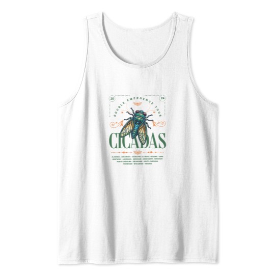 Discover Cicada 2024 Summer Tour  Tank Tops, Funny Double Emergence Unisex Cicada Tank Tops