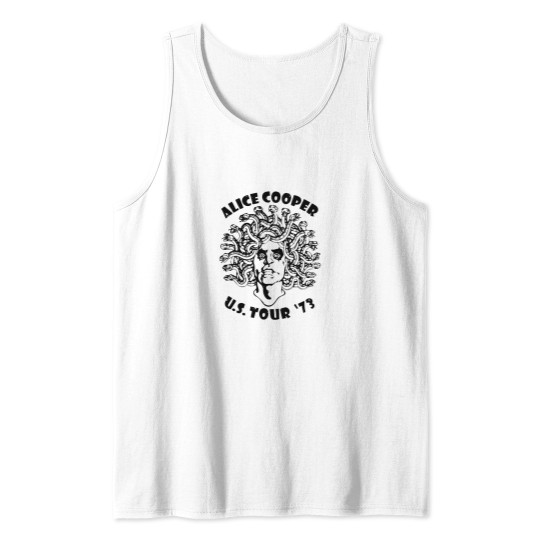 Discover Alice Cooper Men's Tank Tops, Medusa USA Tour 1973 Cover White Graphic Tank Tops