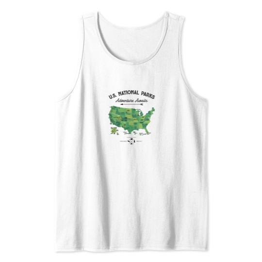 Discover 62 National Parks Map Gifts US Park Vintage Camping Hiking 2 Tank Tops