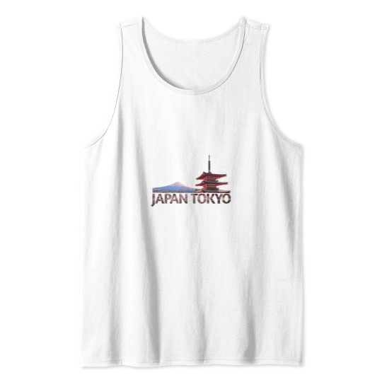 Discover Tokyo Japan Mount Fuji red Chureito Pagoda Souvenir Tank Tops