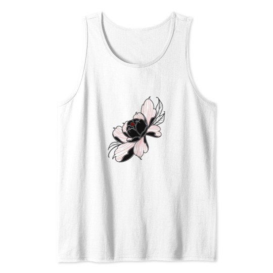 Discover peony Flower Red and Blacks Tank Tops