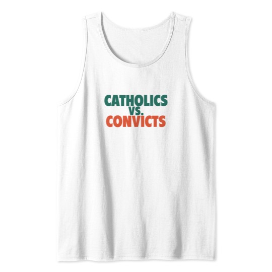 Discover Catholics Vs. Convicts Retro 1988 Football Game Tank Tops