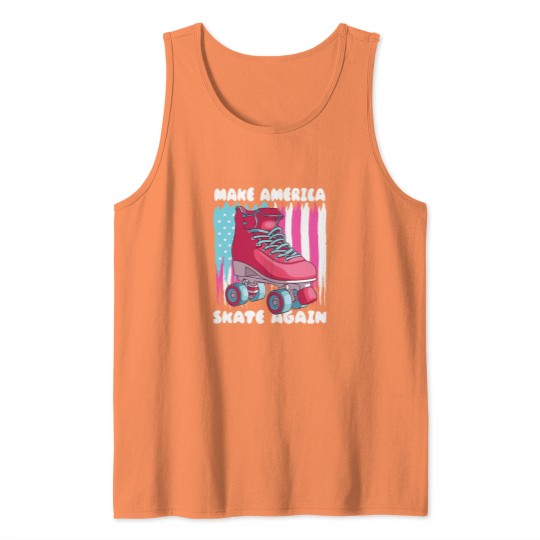 Discover 80s Roller Skate American Flag Cartoon Tank Tops