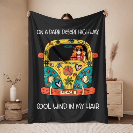 Discover on a dark desert highway cool wind in my hair Throw Blankets