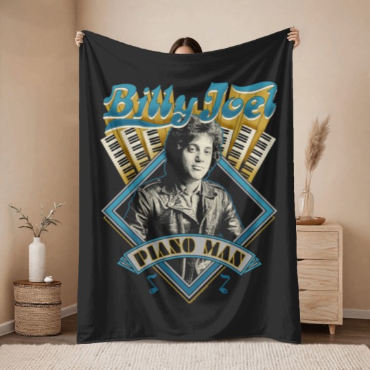 Discover Billy Joel 'Piano Man' (Black) Throw Blankets