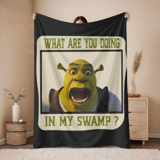 Discover Shrek Face Throw Blankets What Are You Doing in My Swamp Throw Blankets, I'm Swamped Throw Blankets, Funny Shrek Throw Blankets
