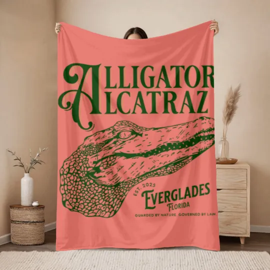 Discover Alligator Alcatraz Throw Blankets, Everglades Florida Parody,  Swamp Humor Throw Blankets, Dark Humor Throw Blankets