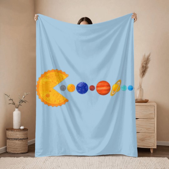 Discover Pacman Eating Planets - Pacman - Throw Blankets