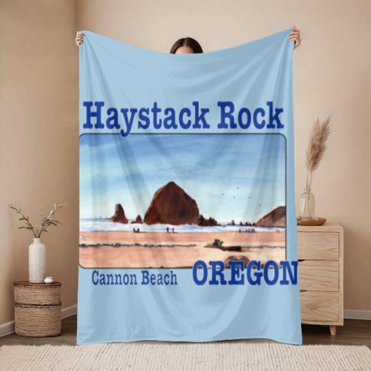 Discover Haystack Rock, Cannon Beach, Oregon - Haystack Rock - Throw Blankets